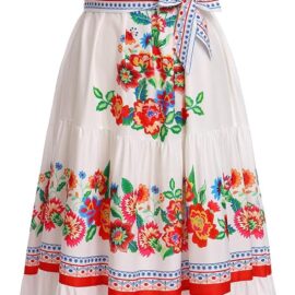 فستان مكسيكي للنساء مكشوف الكتفين، فستان ماكسي طويل مزين بالزهور، فستان صيفي للشاطئ وحفلات سينكو دي مايو مع حزام